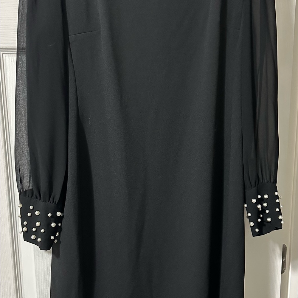 Karl Lagerfeld Black Embellished Long Sleeve Cocktail Dress